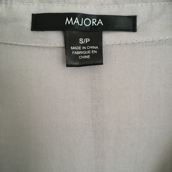 MAJORA 3/4 Sleeve Gray Shirt Button Down Blouse With Pockets Size S - Picture 6 of 9